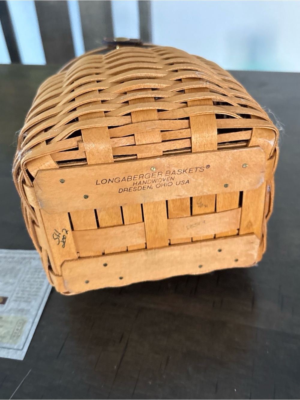 Longaberger Wood Collectors Club Lid with Brown Leather Accents - Picture 11 of 16